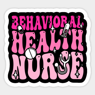 Cute Behavioral Health Nurse Groovy Retro Pink Sticker